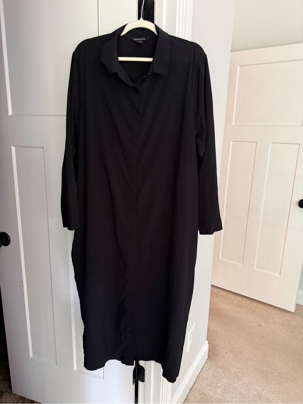 Athleta urbanite Black Midi Shirt Dress long sleeve